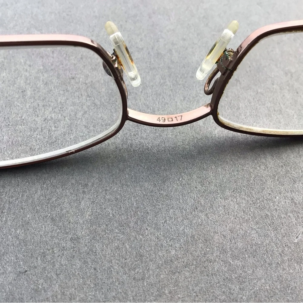Vintage Versace Rectangular Metal Frame Eyeglasses in Bronze and Tortoise